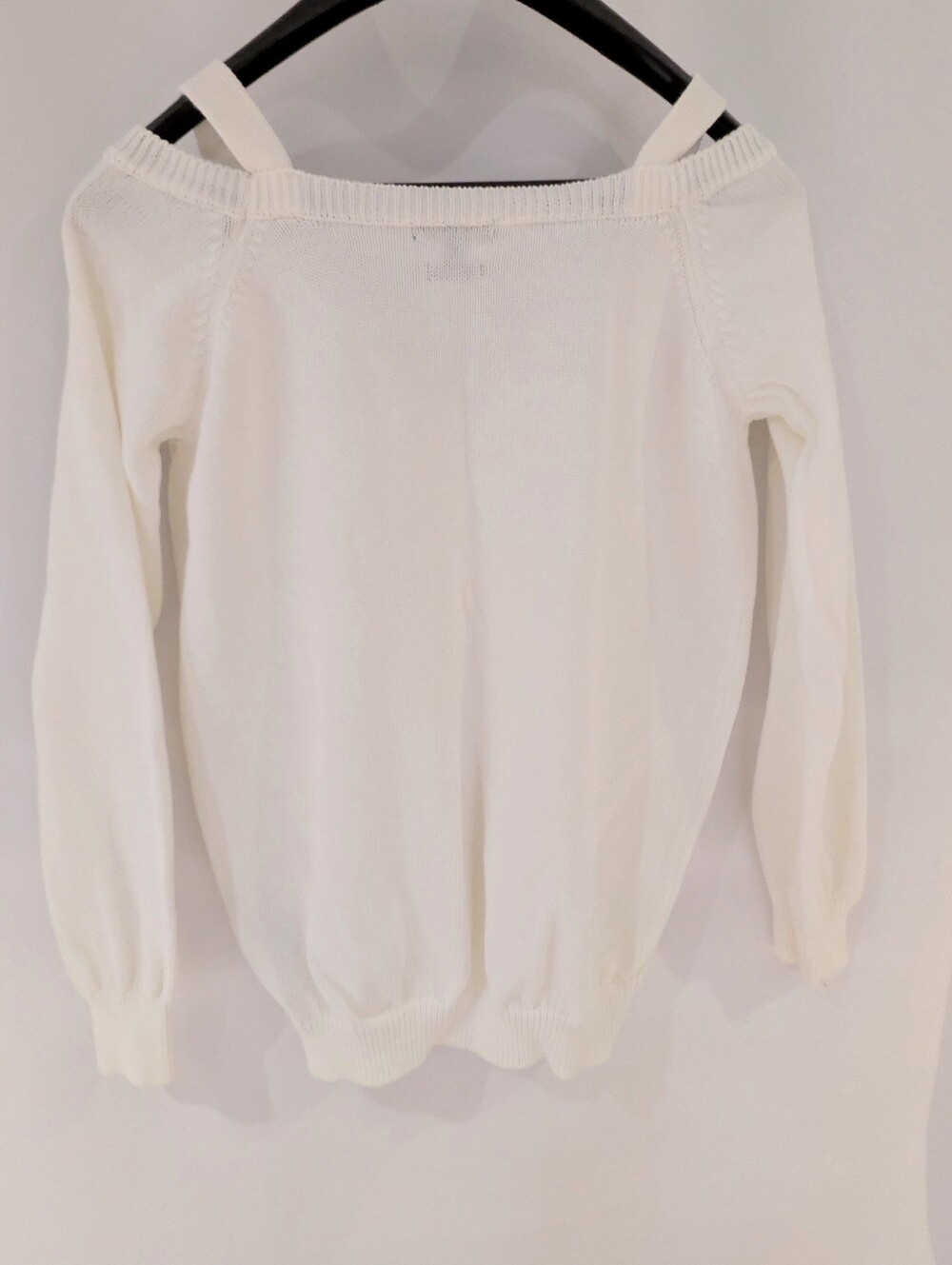 Massimo Dutti Off Shoulder V Neck Cardigan Off White Knit Button-Front Sweater - Picture 5 of 6